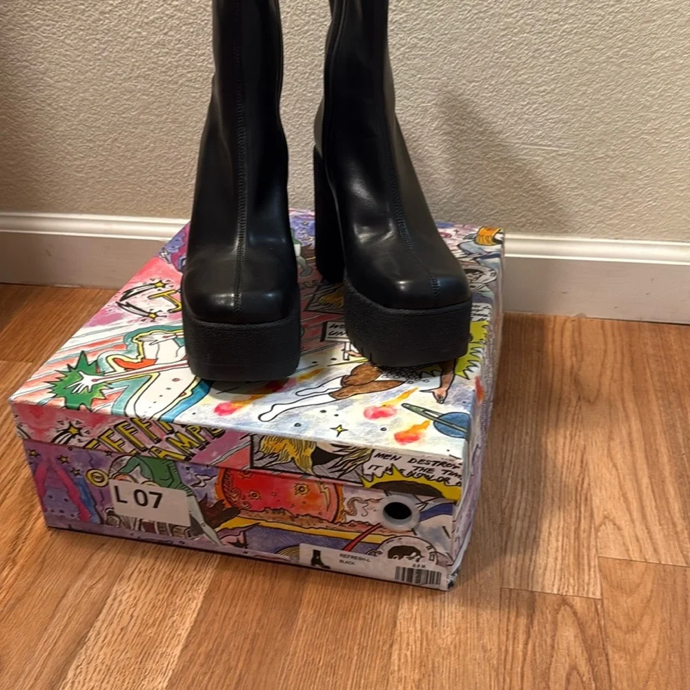 Black Platform Ankle Boots-Jeffrey Campbell - Burning Man - Picture 2 of 7